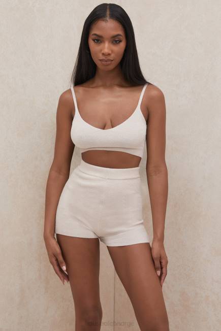klær elijah krem ​​fluffy strikke shorts med høy midje House of CB J6RL988