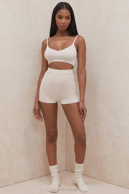 klær elijah krem ​​fluffy strikke shorts med høy midje House of CB J6RL988