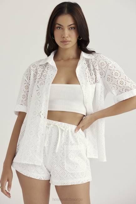 klær mae hvit broderie anglaise shorts House of CB J6RL914