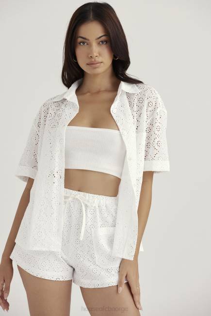 klær mae hvit broderie anglaise shorts House of CB J6RL914