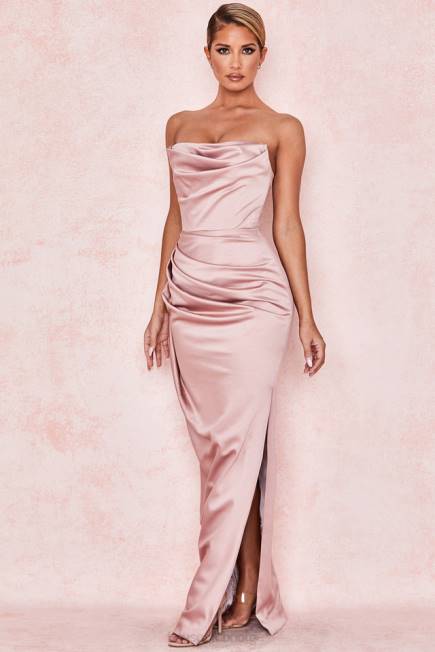 klær adrienne blush sateng stroppeløs kjole House of CB J6RL629