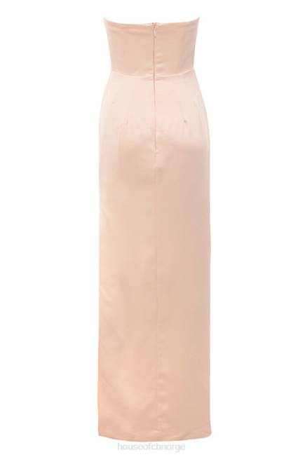 klær adrienne champagne sateng stroppeløs kjole House of CB J6RL622