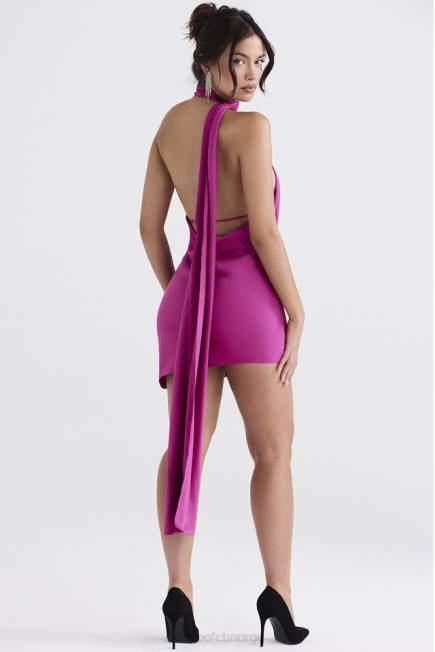 klær aida hot pink asymmetrisk omslagskjole House of CB J6RL320