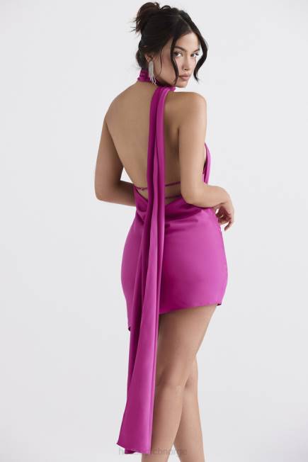 klær aida hot pink asymmetrisk omslagskjole House of CB J6RL320