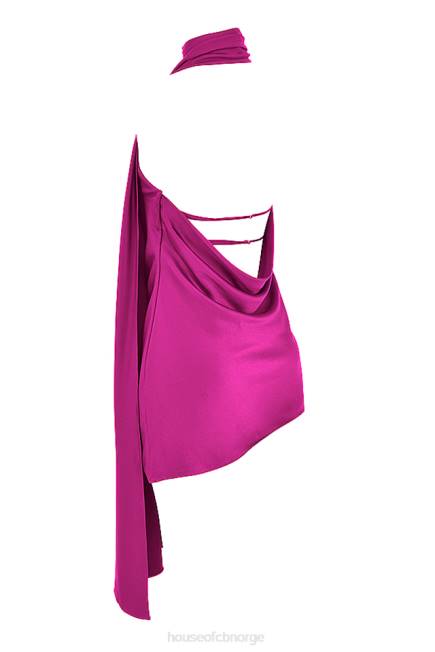 klær aida hot pink asymmetrisk omslagskjole House of CB J6RL320