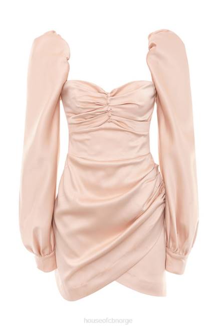 klær cherie blush sateng kjole med puffermer House of CB J6RL634