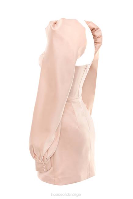 klær cherie blush sateng kjole med puffermer House of CB J6RL634