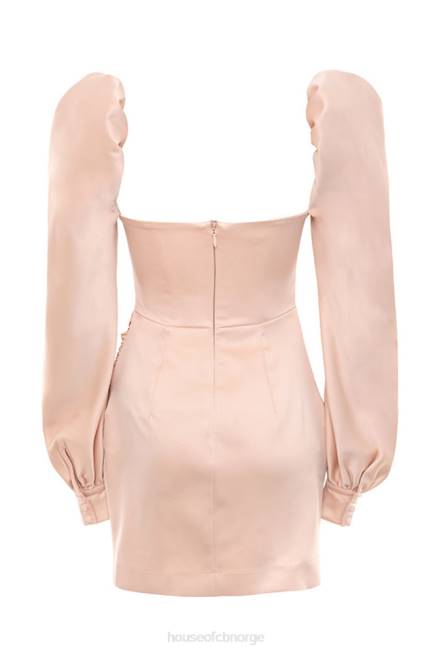 klær cherie blush sateng kjole med puffermer House of CB J6RL634