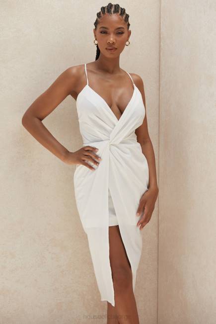 klær eivissa hvit bomull cross back wrap midi House of CB J6RL604