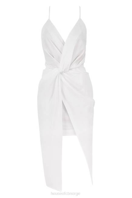klær eivissa hvit bomull cross back wrap midi House of CB J6RL604