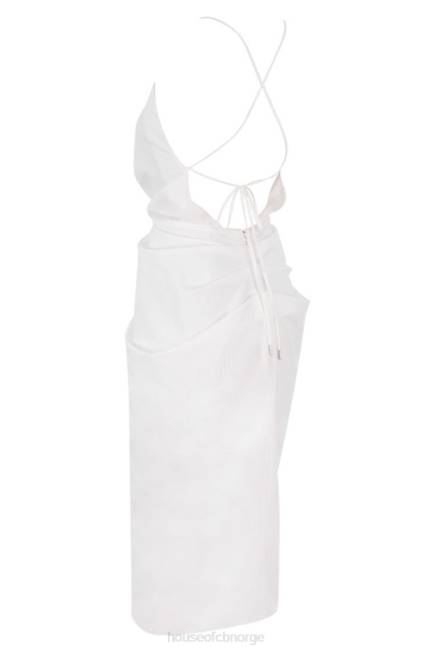 klær eivissa hvit bomull cross back wrap midi House of CB J6RL604