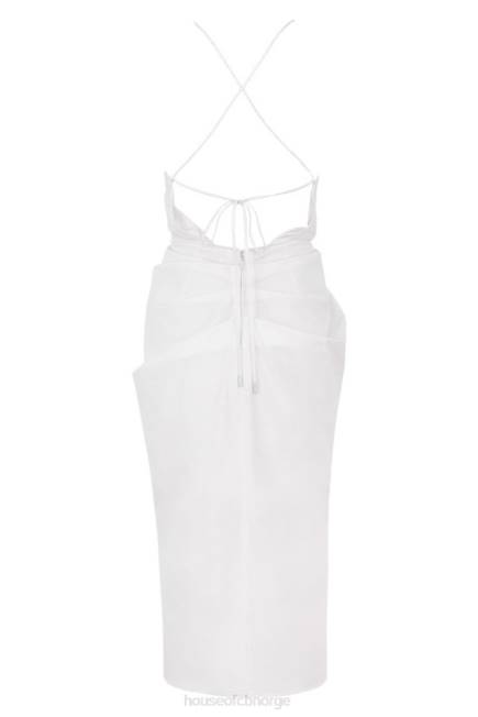 klær eivissa hvit bomull cross back wrap midi House of CB J6RL604