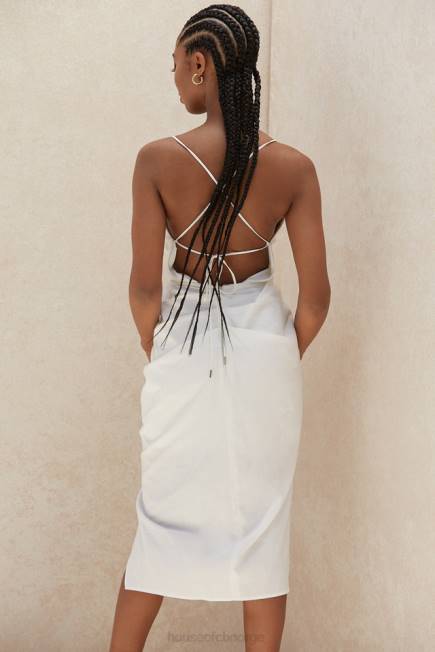 klær eivissa hvit bomull cross back wrap midi House of CB J6RL604