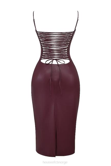 klær jalena mulberry vegansk ryggkjole med blonder i skinn House of CB J6RL165