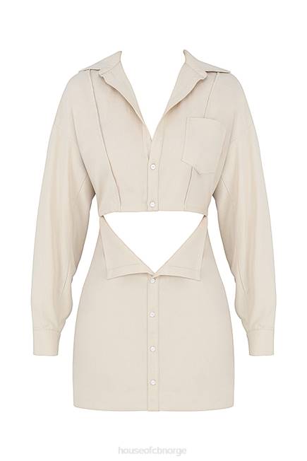 klær julietta beige skjortekjole i lin House of CB J6RL548