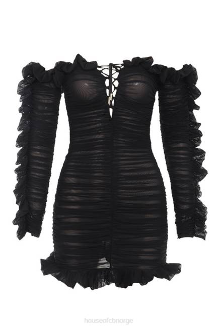 klær tatyana svart frilled blondekjole House of CB J6RL633