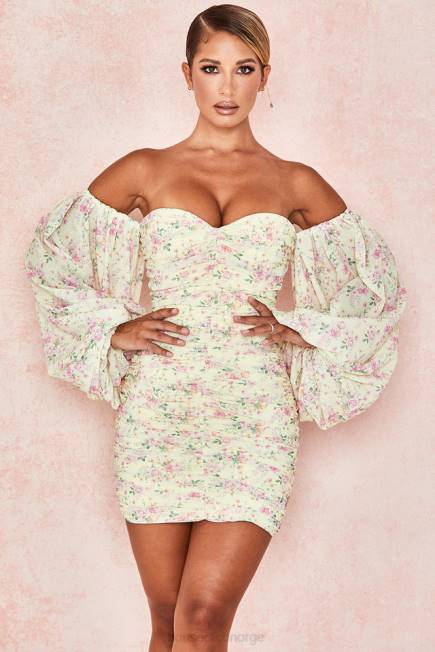 klær giovanna sitron floral rynket korsettkjole House of CB J6RL610