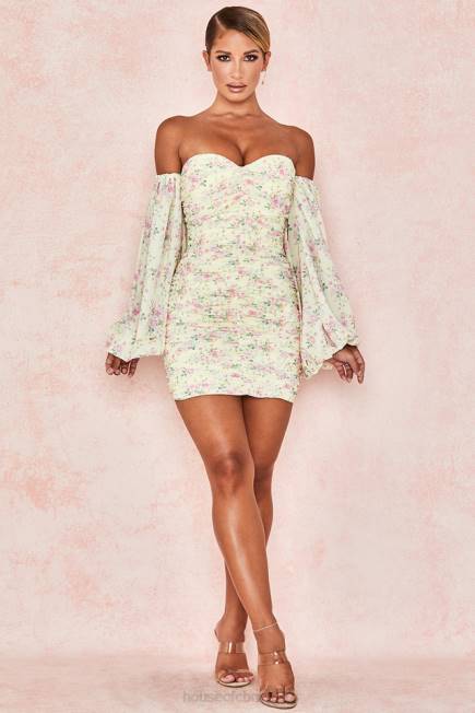 klær giovanna sitron floral rynket korsettkjole House of CB J6RL610