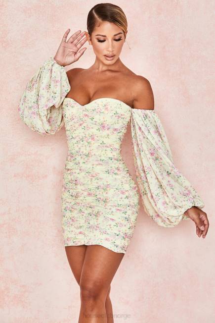 klær giovanna sitron floral rynket korsettkjole House of CB J6RL610