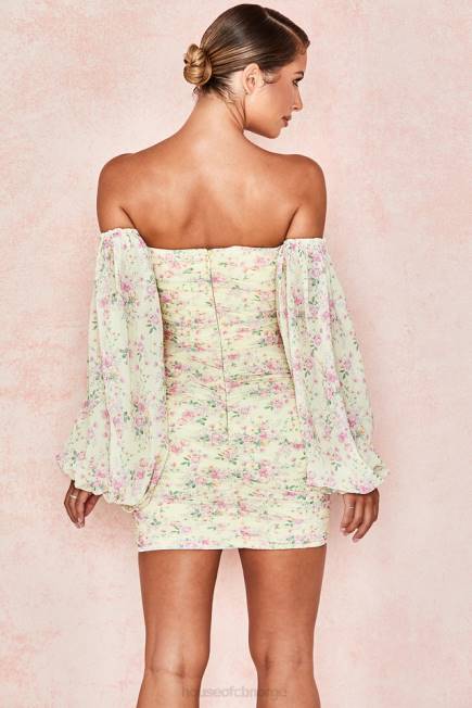 klær giovanna sitron floral rynket korsettkjole House of CB J6RL610