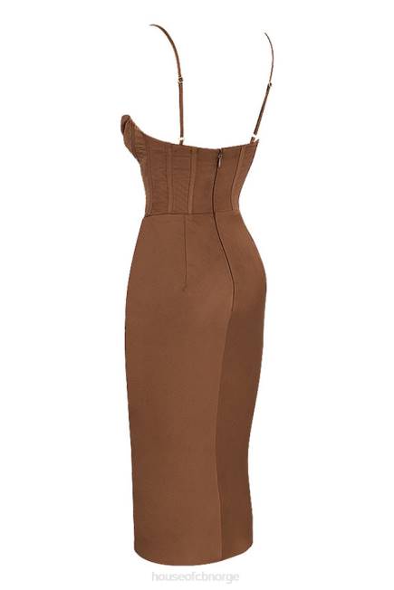 klær myrna sjokolade sateng korsett slip kjole House of CB J6RL568