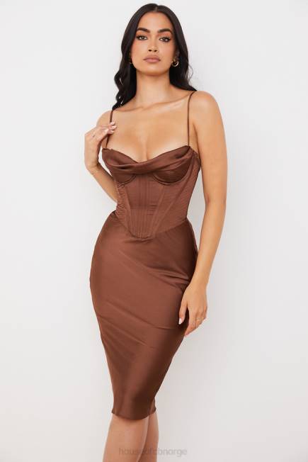 klær myrna sjokolade sateng korsett slip kjole House of CB J6RL568