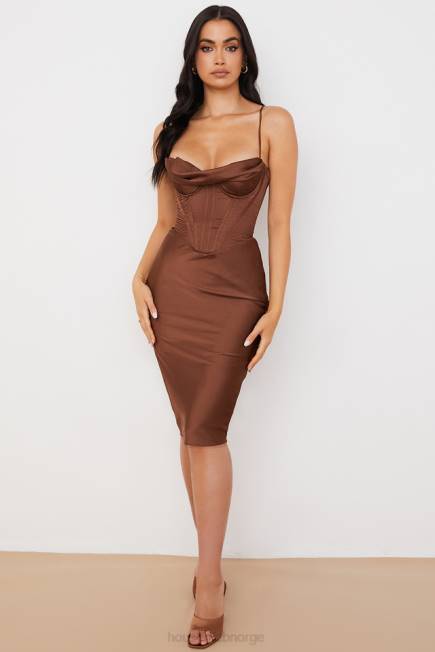 klær myrna sjokolade sateng korsett slip kjole House of CB J6RL568