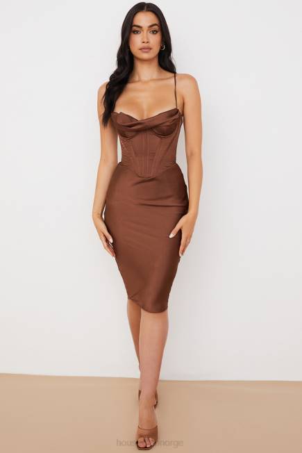 klær myrna sjokolade sateng korsett slip kjole House of CB J6RL568