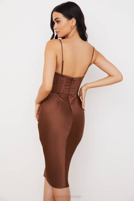 klær myrna sjokolade sateng korsett slip kjole House of CB J6RL568
