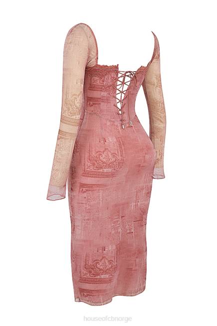 klær seraphina korsettkjole med rosa print House of CB J6RL151