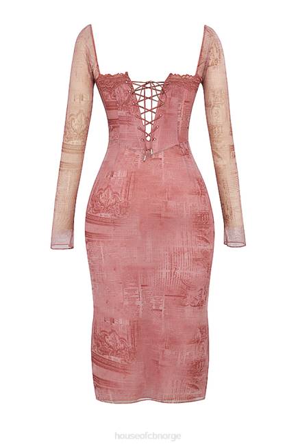 klær seraphina korsettkjole med rosa print House of CB J6RL151