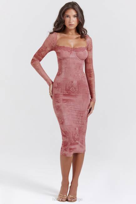 klær seraphina korsettkjole med rosa print House of CB J6RL151