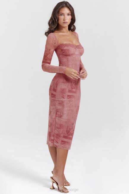 klær seraphina korsettkjole med rosa print House of CB J6RL151