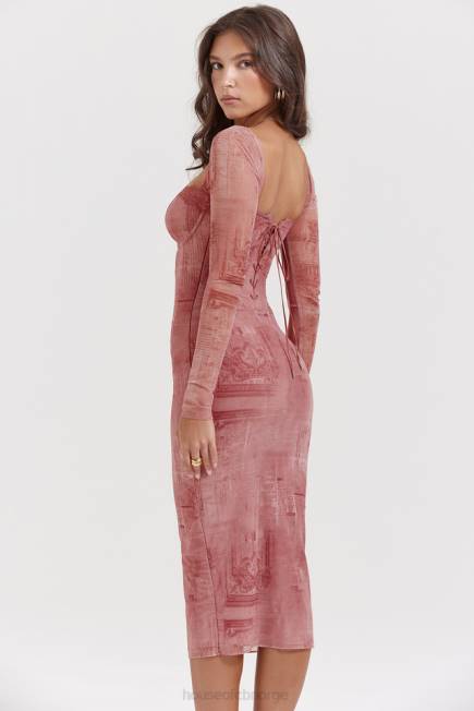 klær seraphina korsettkjole med rosa print House of CB J6RL151