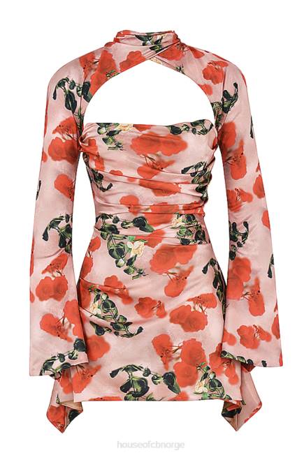 klær toira roseprint drapert korsettkjole House of CB J6RL503
