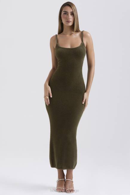 klær Fayette khaki myk, fluffy strikket maxi-kjole House of CB J6RL116