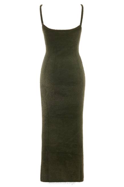 klær Fayette khaki myk, fluffy strikket maxi-kjole House of CB J6RL116