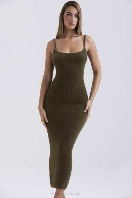 klær Fayette khaki myk, fluffy strikket maxi-kjole House of CB J6RL116
