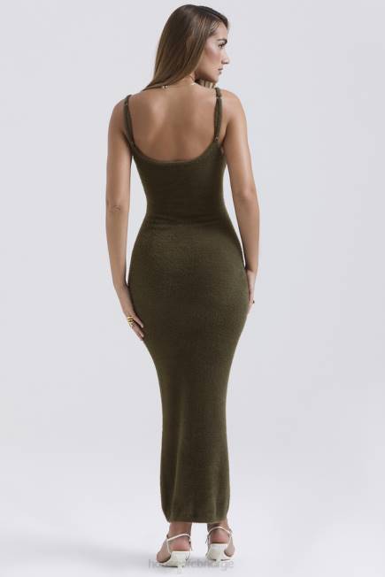 klær Fayette khaki myk, fluffy strikket maxi-kjole House of CB J6RL116