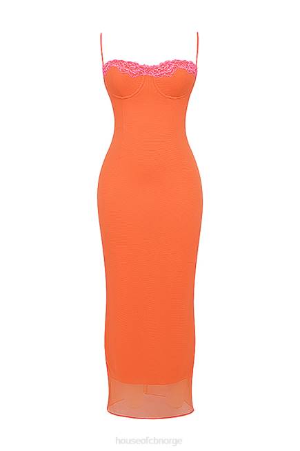 klær aiza flame oransje maxi kjole House of CB J6RL192