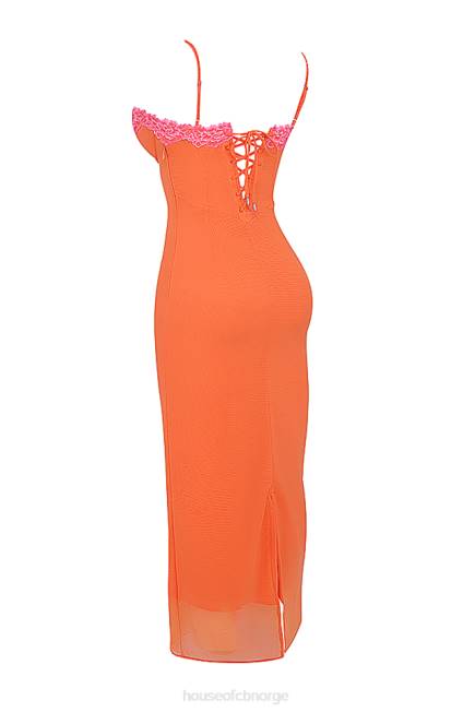 klær aiza flame oransje maxi kjole House of CB J6RL192