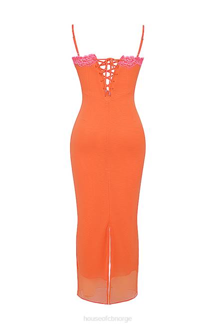 klær aiza flame oransje maxi kjole House of CB J6RL192