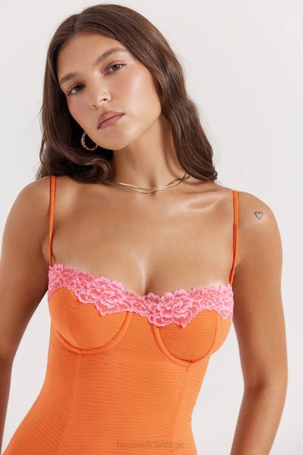 klær aiza flame oransje maxi kjole House of CB J6RL192