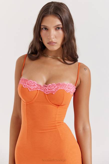 klær aiza flame oransje maxi kjole House of CB J6RL192
