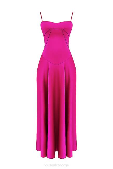 klær anabella fuchsia maxi kjole med blonder House of CB J6RL199