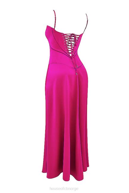 klær anabella fuchsia maxi kjole med blonder House of CB J6RL199