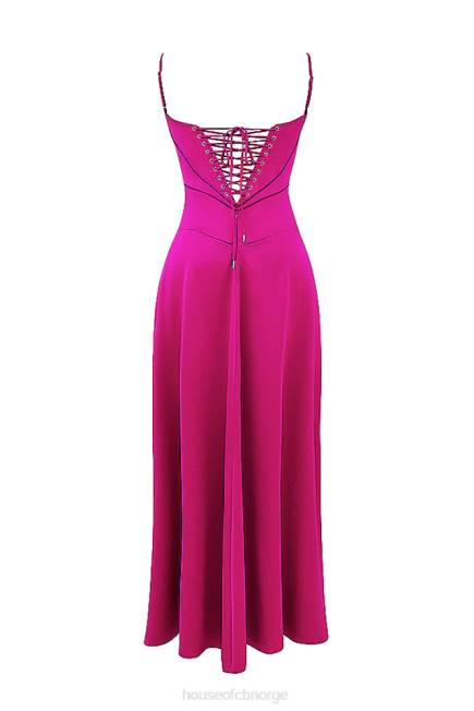 klær anabella fuchsia maxi kjole med blonder House of CB J6RL199