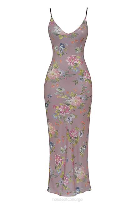 klær aria mauve floral maxi kjole House of CB J6RL328