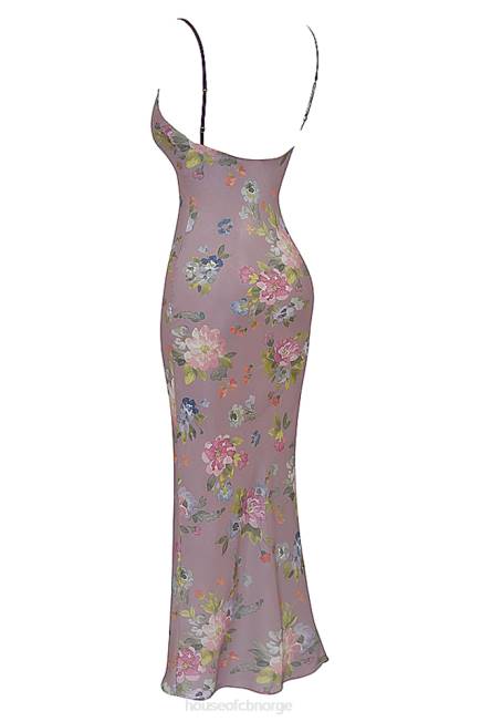 klær aria mauve floral maxi kjole House of CB J6RL328