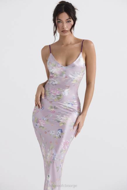 klær aria mauve floral maxi kjole House of CB J6RL328